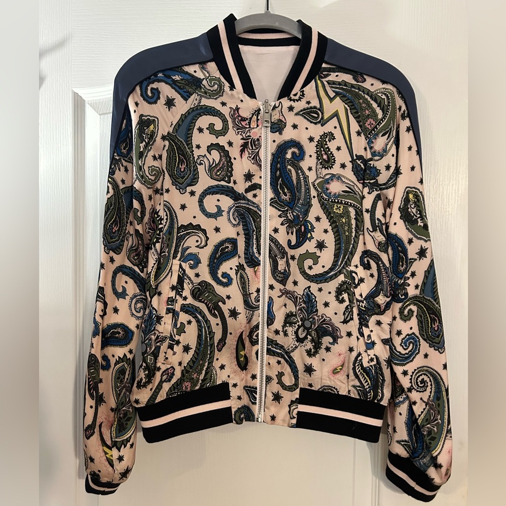 EUC Zadig & Voltaire Reversible Satin Bomber Jacket